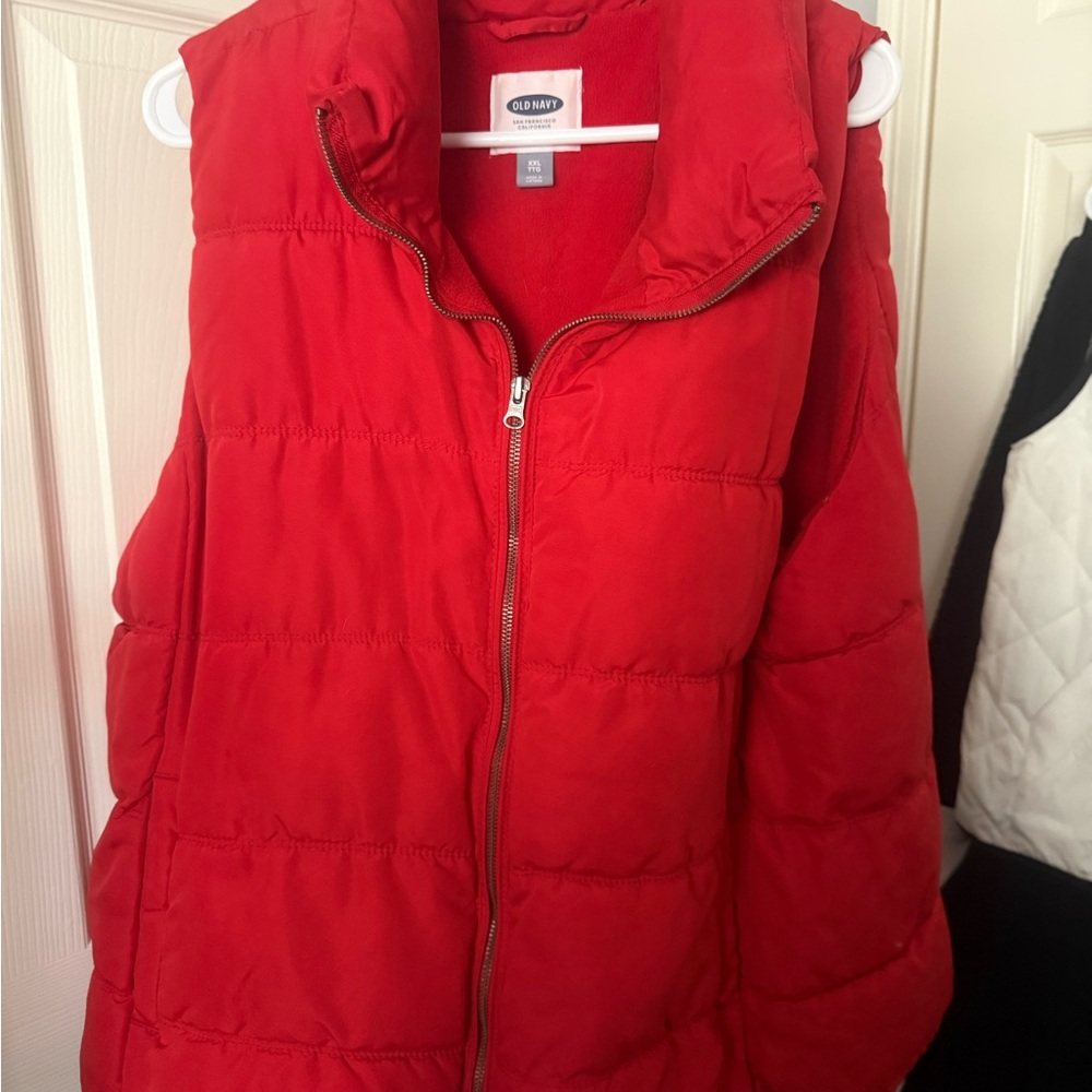 Old Navy Bright Red Quilted Puffer Vest